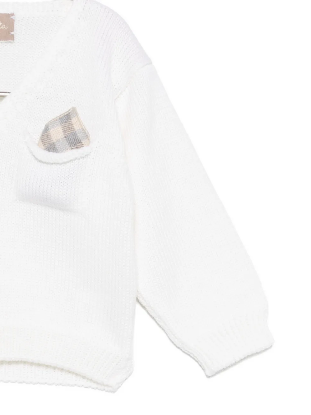 La Stupenderia Checked-pocket Cardigan In White