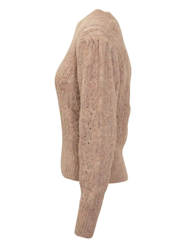 Marant Étoile Puff-sleeve Open-knit Sweater in Neutrals