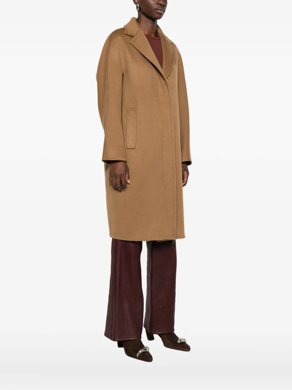 Max Mara Notched-lapel Coat In Brown