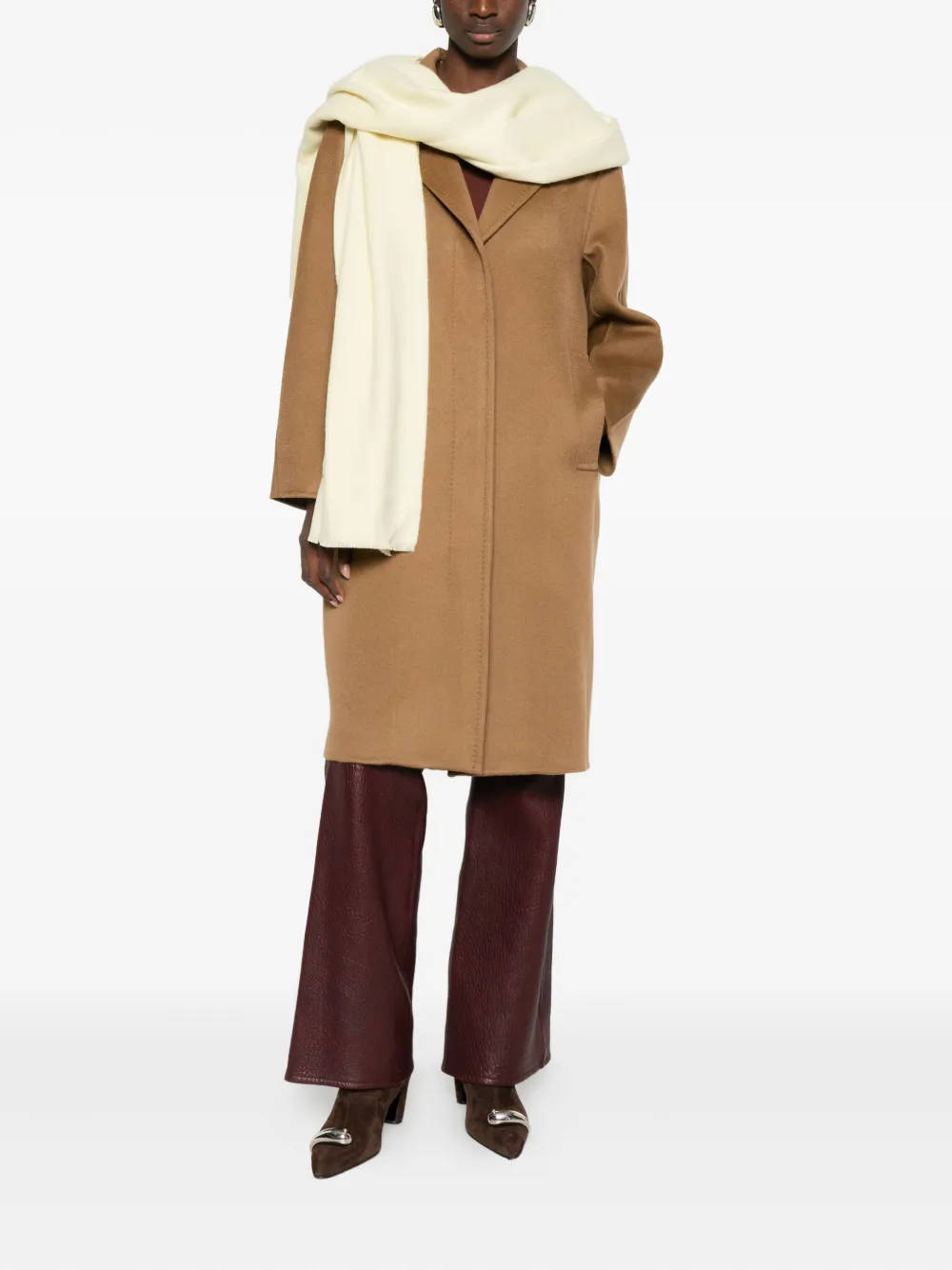 Max Mara Notched-lapel Coat In Brown