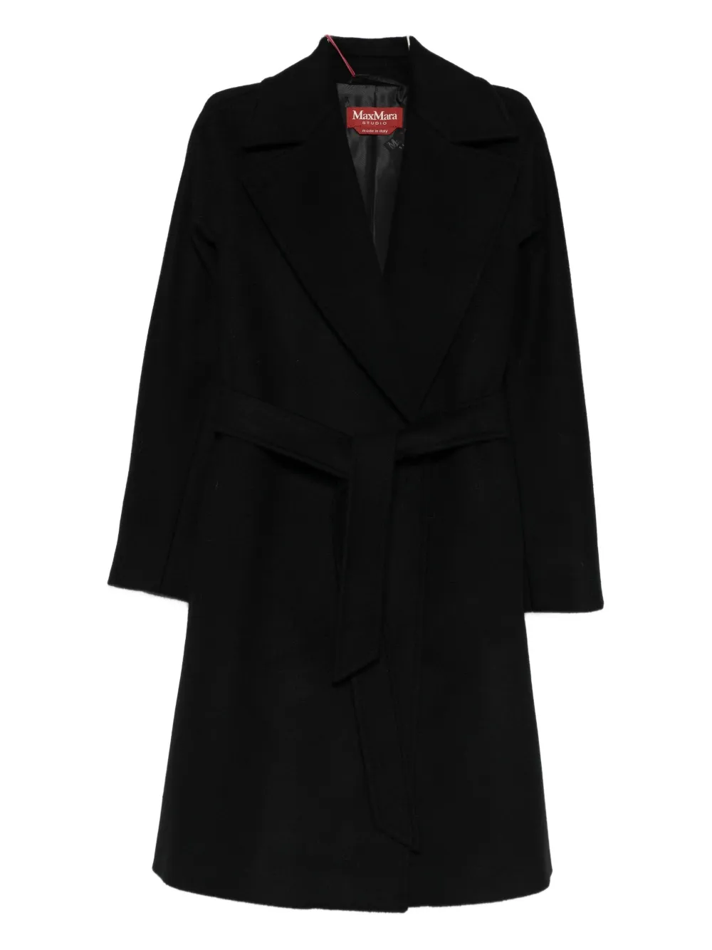 Max Mara Belted Coat In Black