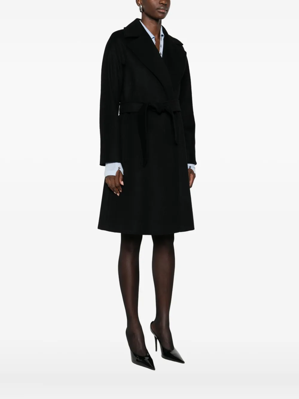 Max Mara Belted Coat In Black