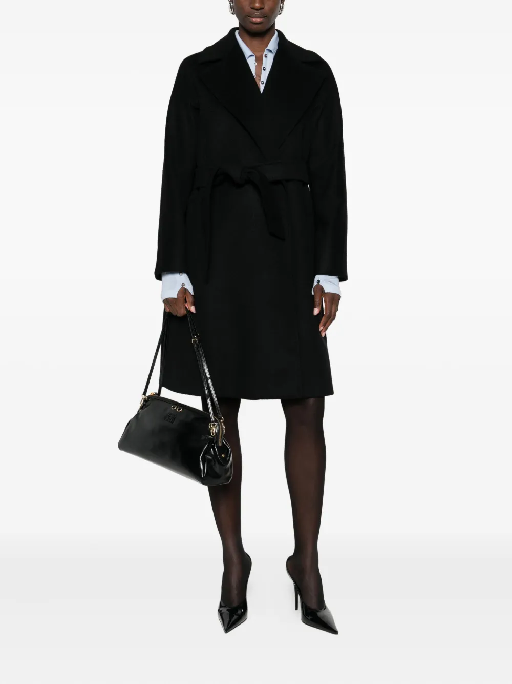 Max Mara Belted Coat In Black