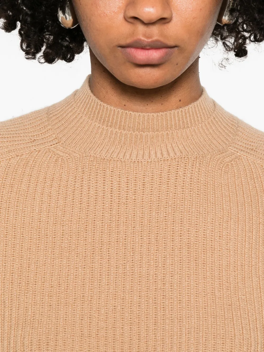 Max Mara Crew Neck Sweater In Cashmere Wool In Neutral
