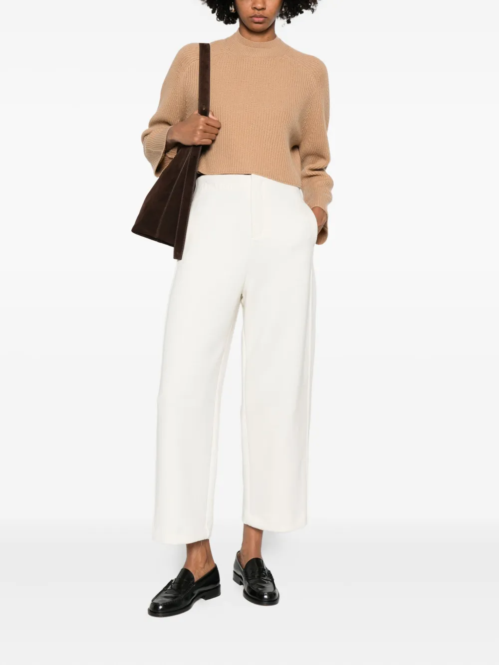 Max Mara Crew Neck Sweater In Cashmere Wool In Neutral