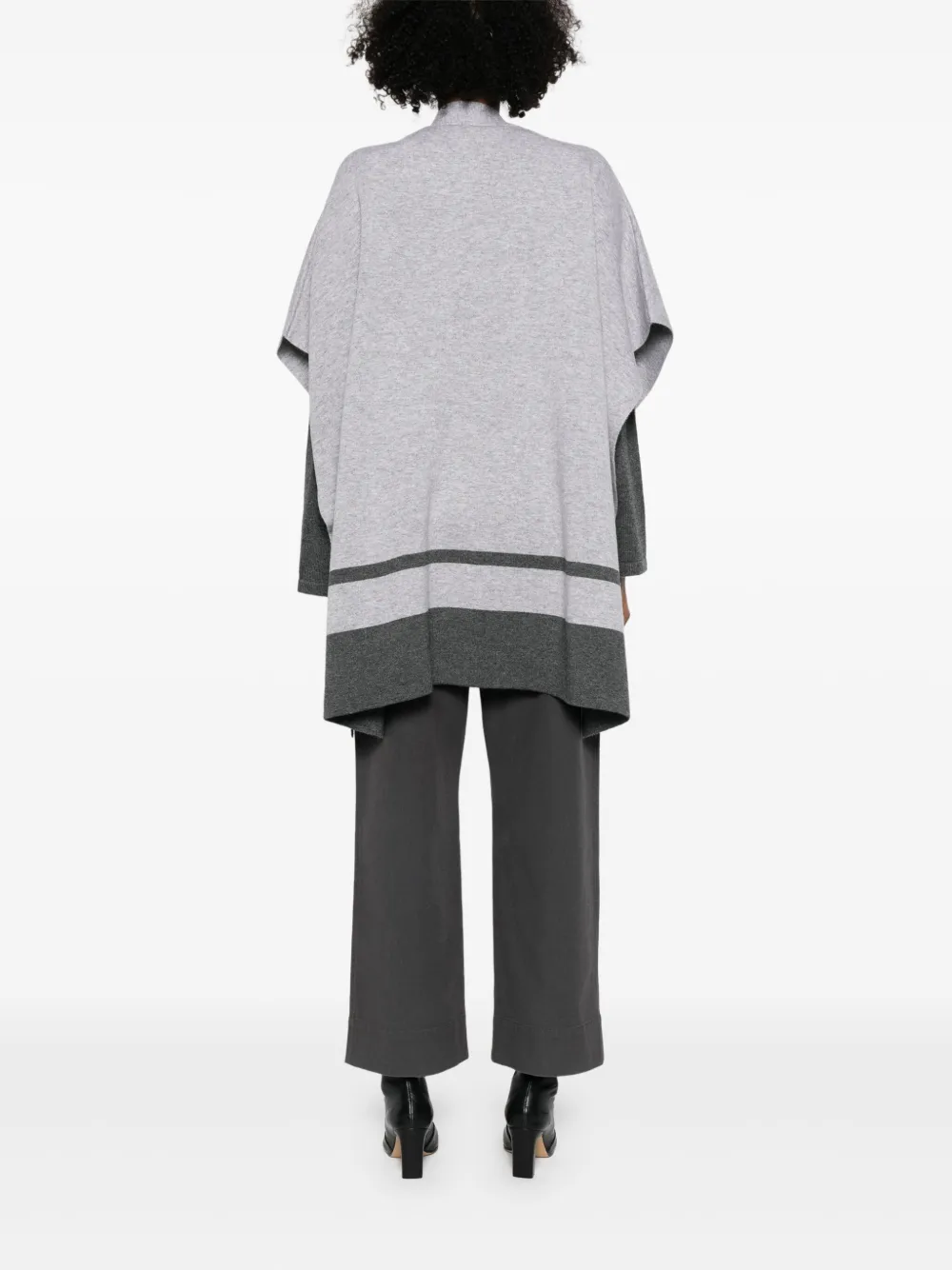 Max Mara Cape met gestreept detail en V-hals Grijs