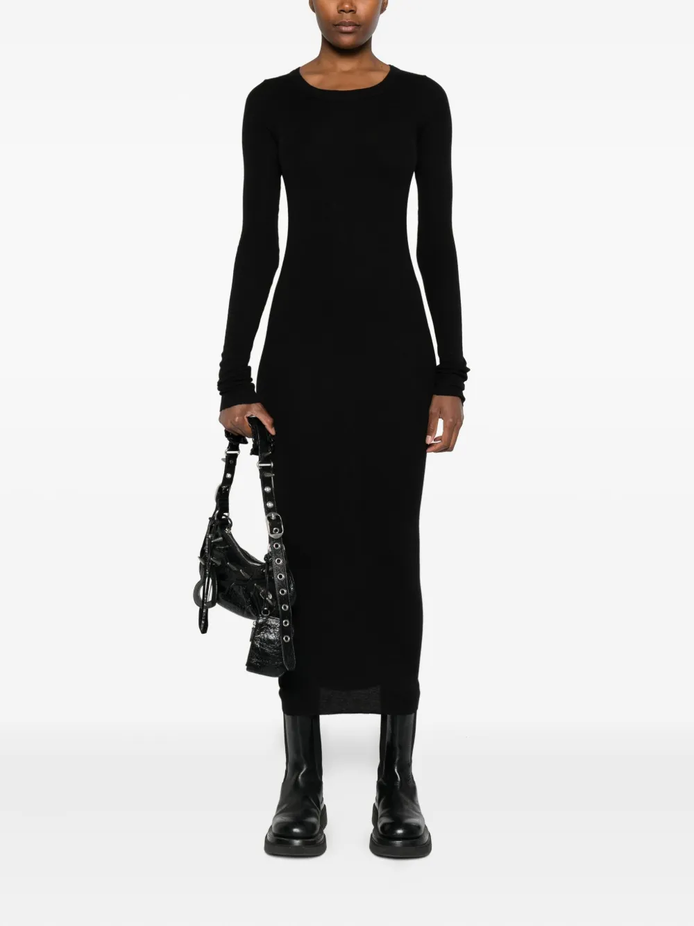 Rick Owens Midi-jurk met lange mouwen - Zwart