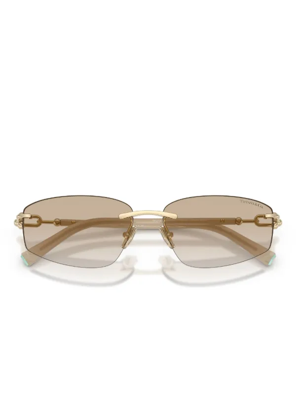 Tiffany & Co Eyewear chain-link Rimless Sunglasses | Gold | FARFETCH