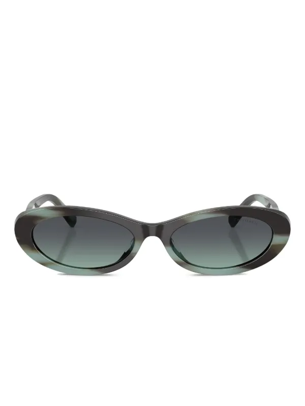 Tiffany & Co Eyewear ストライプ オーバルフレーム サングラス