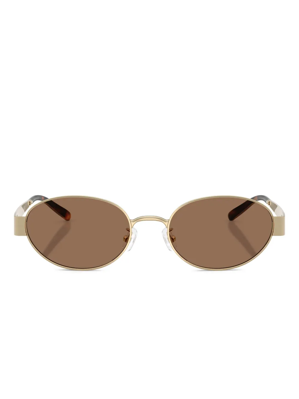 Tory Burch Oval-frame Logo-detail Sunglasses In Brown