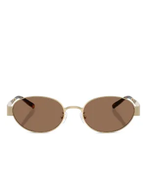 Tory Burch Gold Oval Sunglasses with Brown Lenses Tory Burch Women main image 2