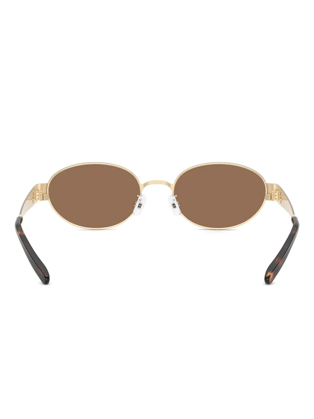 Tory Burch Oval-frame Logo-detail Sunglasses In Brown