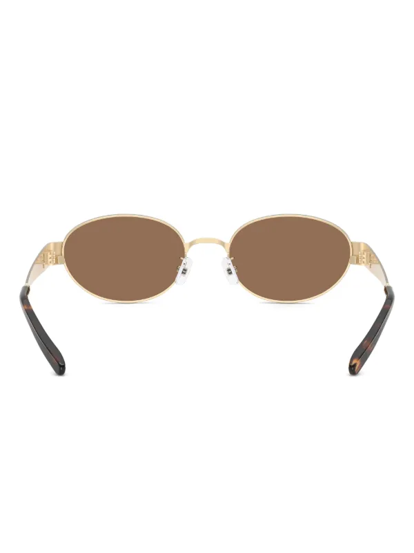 Tory Burch oval-frame logo-detail Sunglasses | Gold | FARFETCH display picture 1