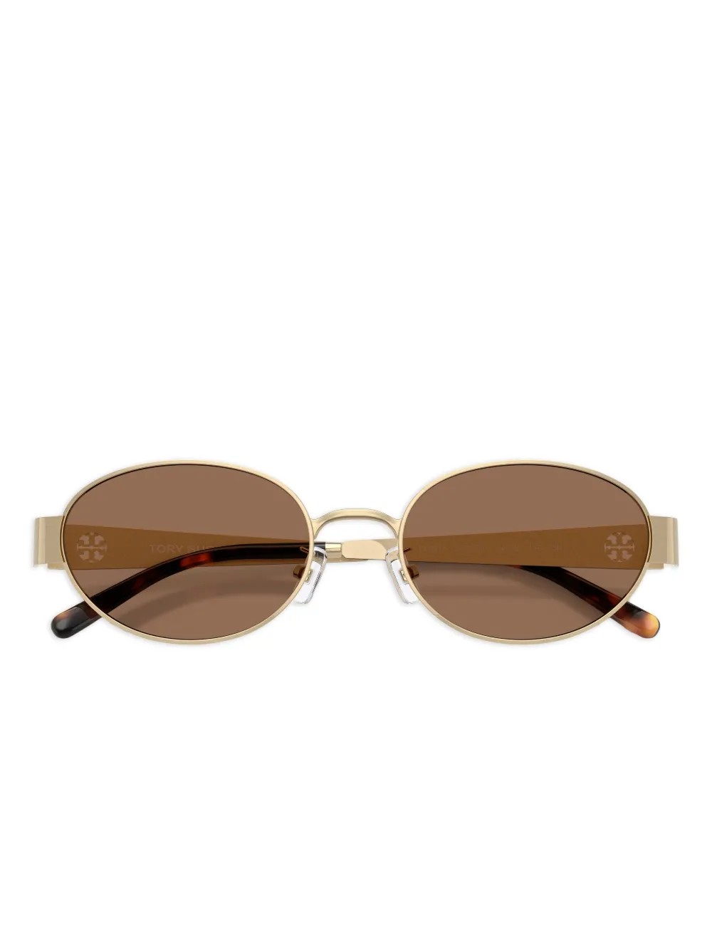 Tory Burch Oval-frame Logo-detail Sunglasses In Brown
