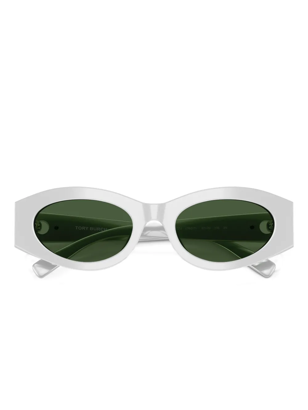 Tory Burch Oval-frame Curved Sunglasses In Green
