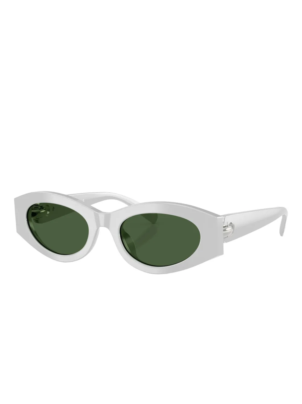 Tory Burch Oval-frame Curved Sunglasses In Green