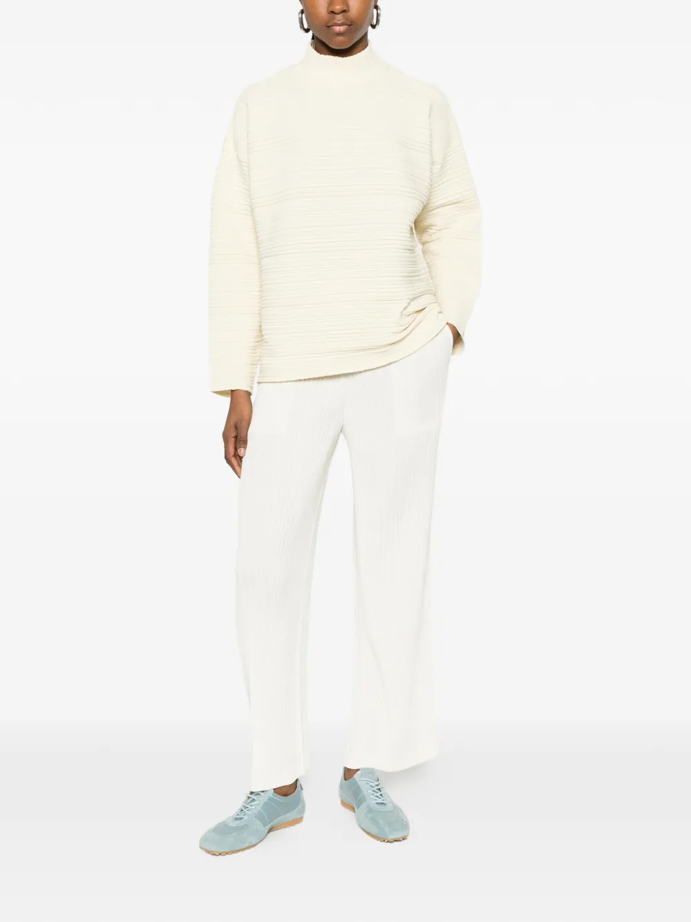 Pleats Please Issey Miyake Geplooide trui Geel