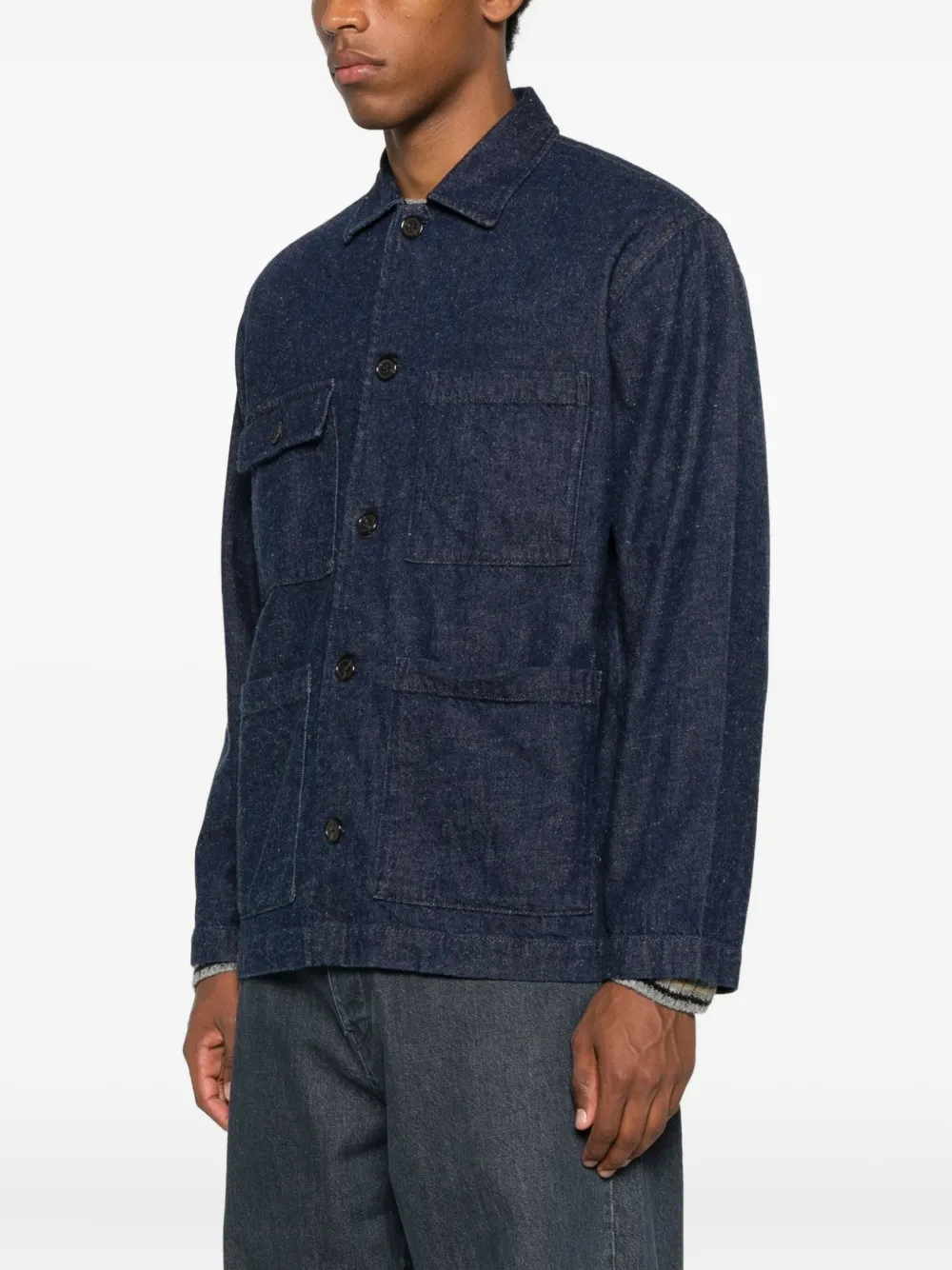 Universal Works Patch-pocket Denim Jacket In Blue