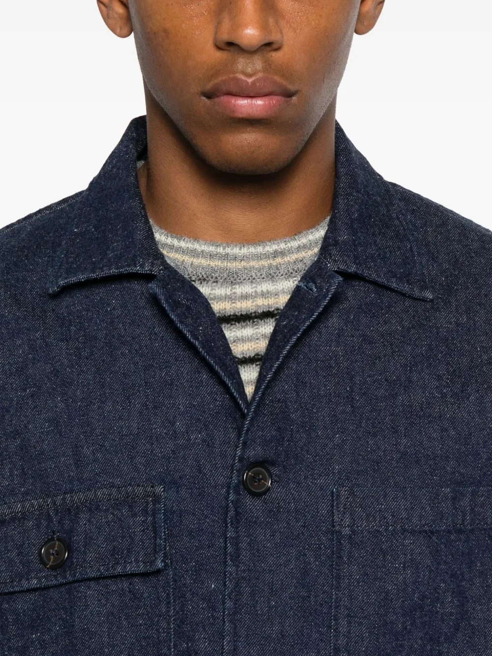 Universal Works Patch-pocket Denim Jacket In Blue