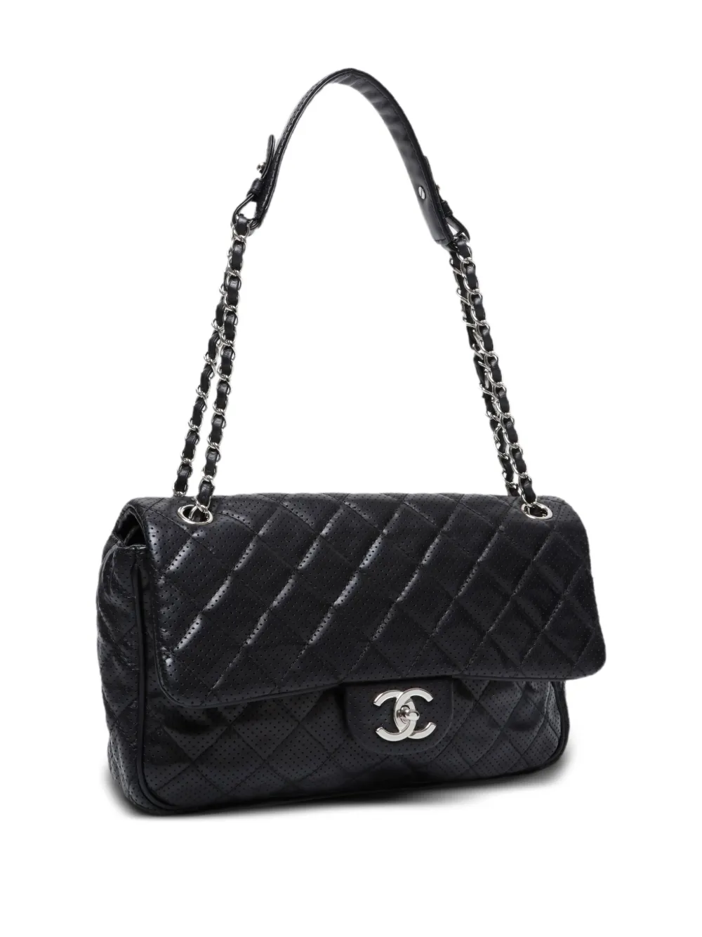 Pre-owned Chanel 2011 Flap Quilted Chain-strap Shoulder Bag In Black