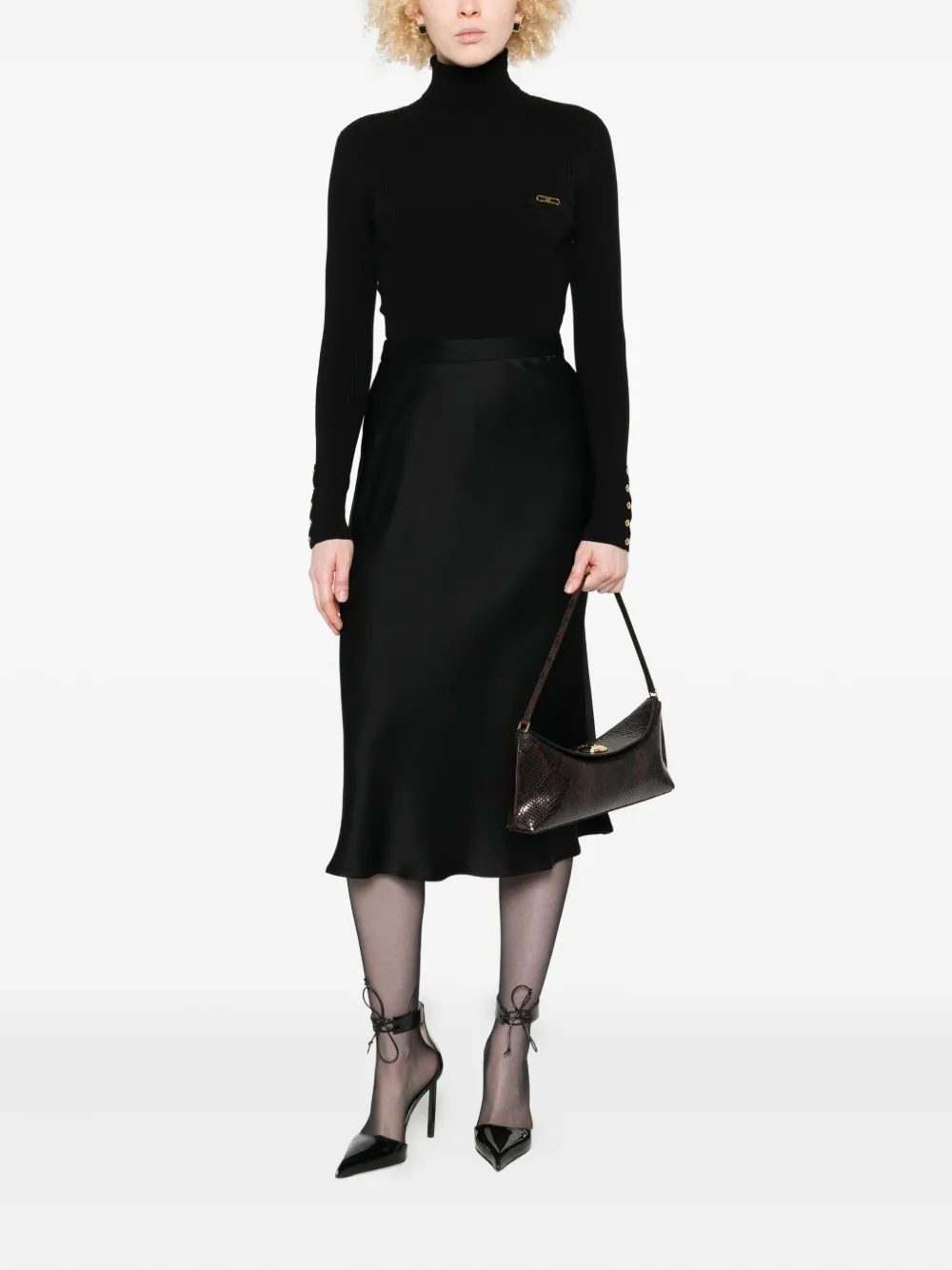 Elisabetta Franchi Midi-jurk met logoplakkaat - Zwart
