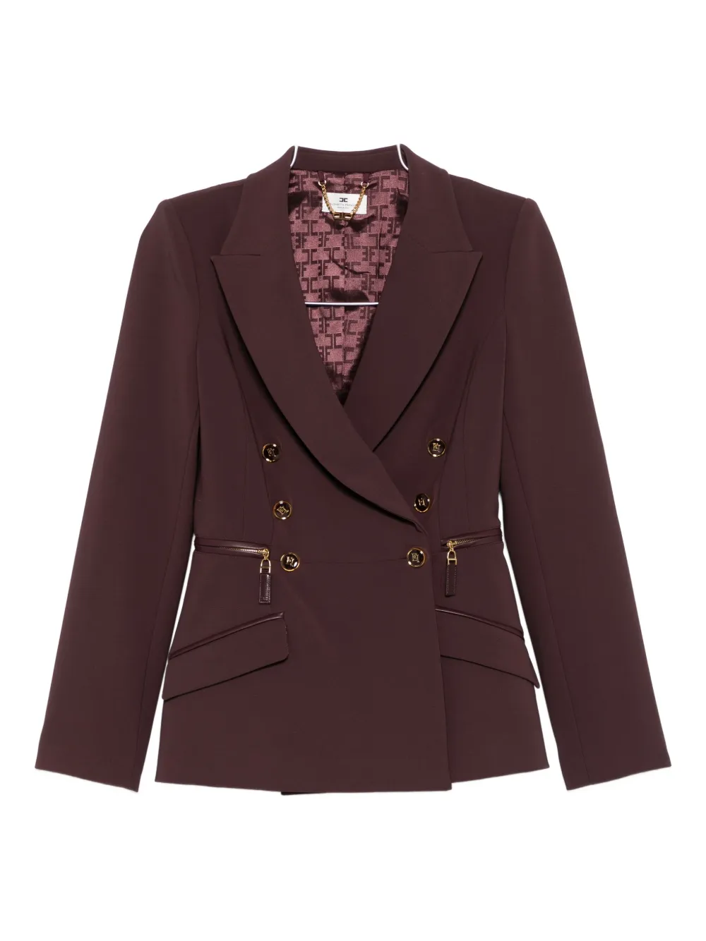 Elisabetta Franchi Double-breasted Blazer Waist Belt Detail In Red