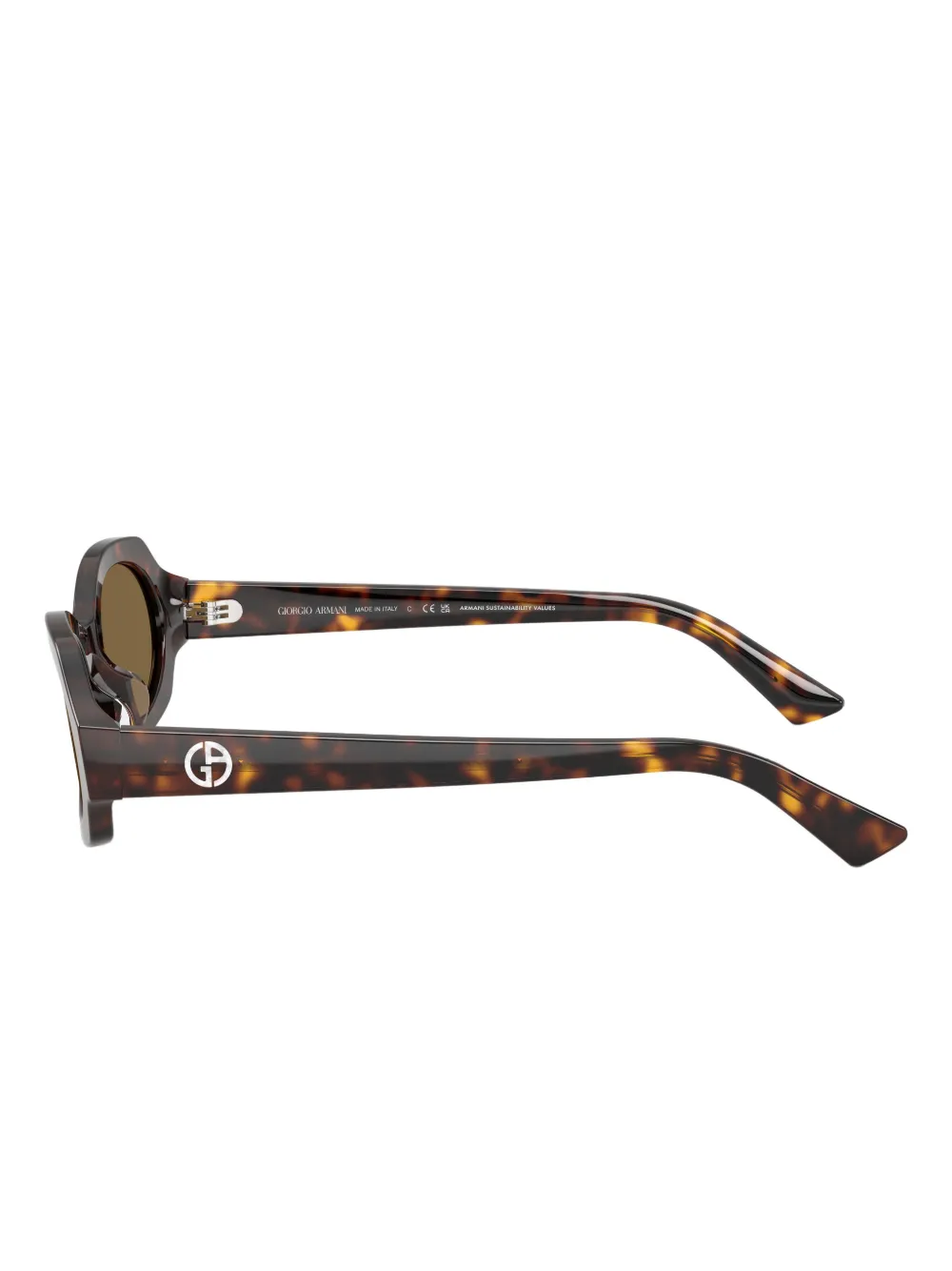 Giorgio Armani Zonnebril met ovalen montuur en schildpadschild effect Bruin