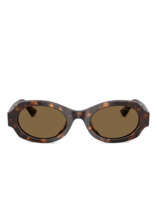Giorgio Armani Tortoiseshell Oval-frame Sunglasses in Brown