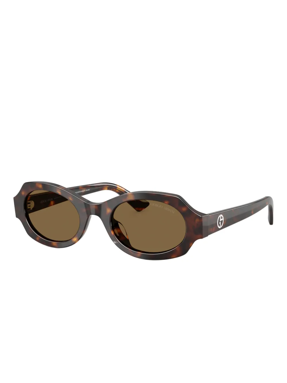 Giorgio Armani Zonnebril met ovalen montuur en schildpadschild effect Bruin