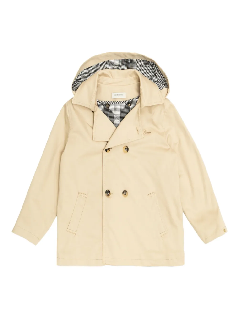 Golden Goose Kids double-breasted hooded coat | Neutrals | Image 1