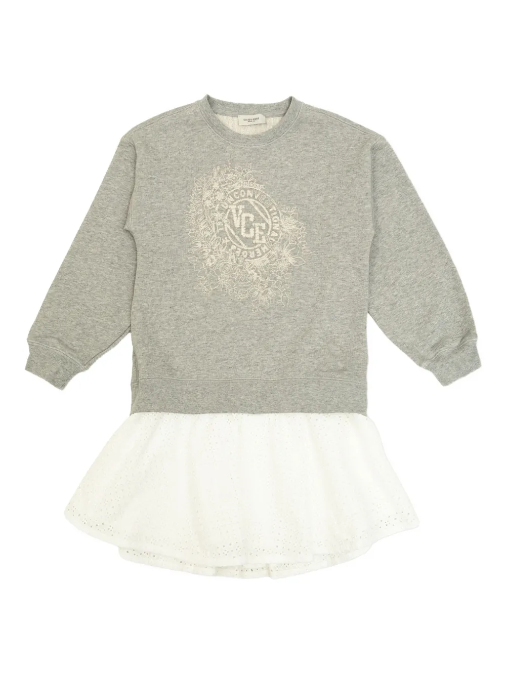 Golden Goose Kids' Embroidered Eyelet-trimmed Dress In Gray