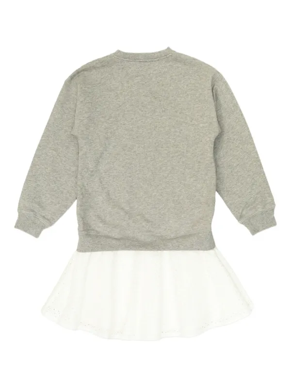 Golden Goose Kids Embroidered eyelet-trimmed Dress | Grey | FARFETCH