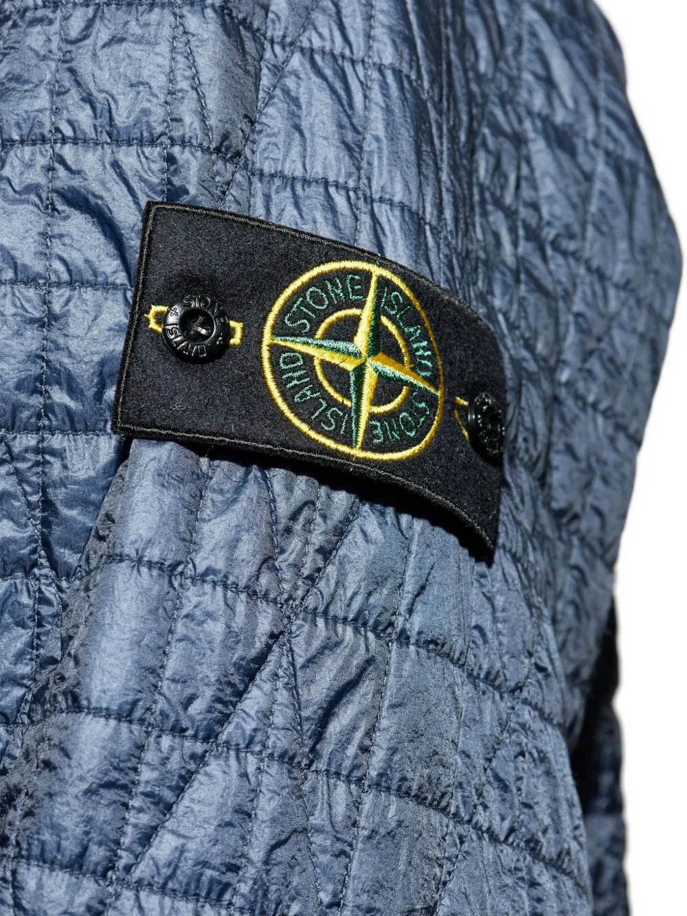 Stone Island 4100023 Quilted Logo-patch Jacket In Blue
