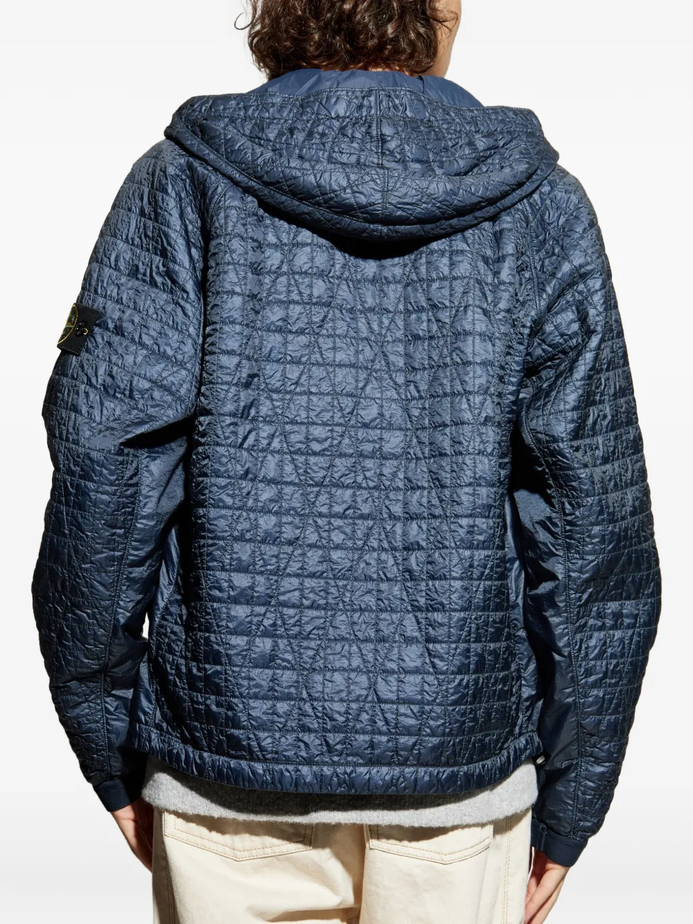 Stone Island 4100023 Quilted Logo-patch Jacket In Blue