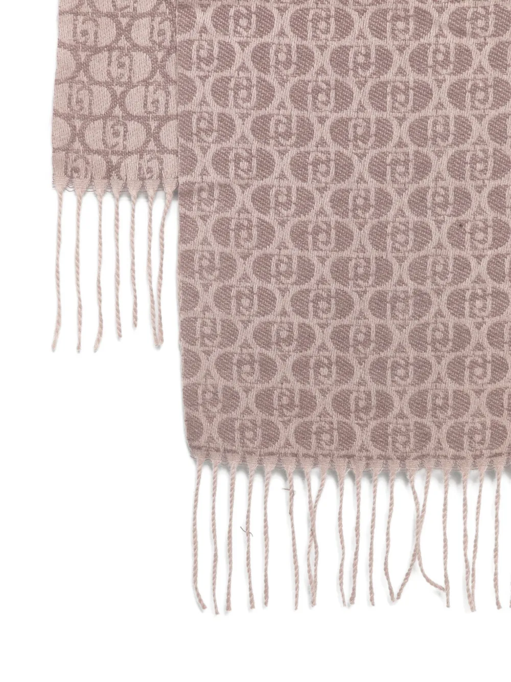 Liu •jo Monogram Fringed Scarf In Pink