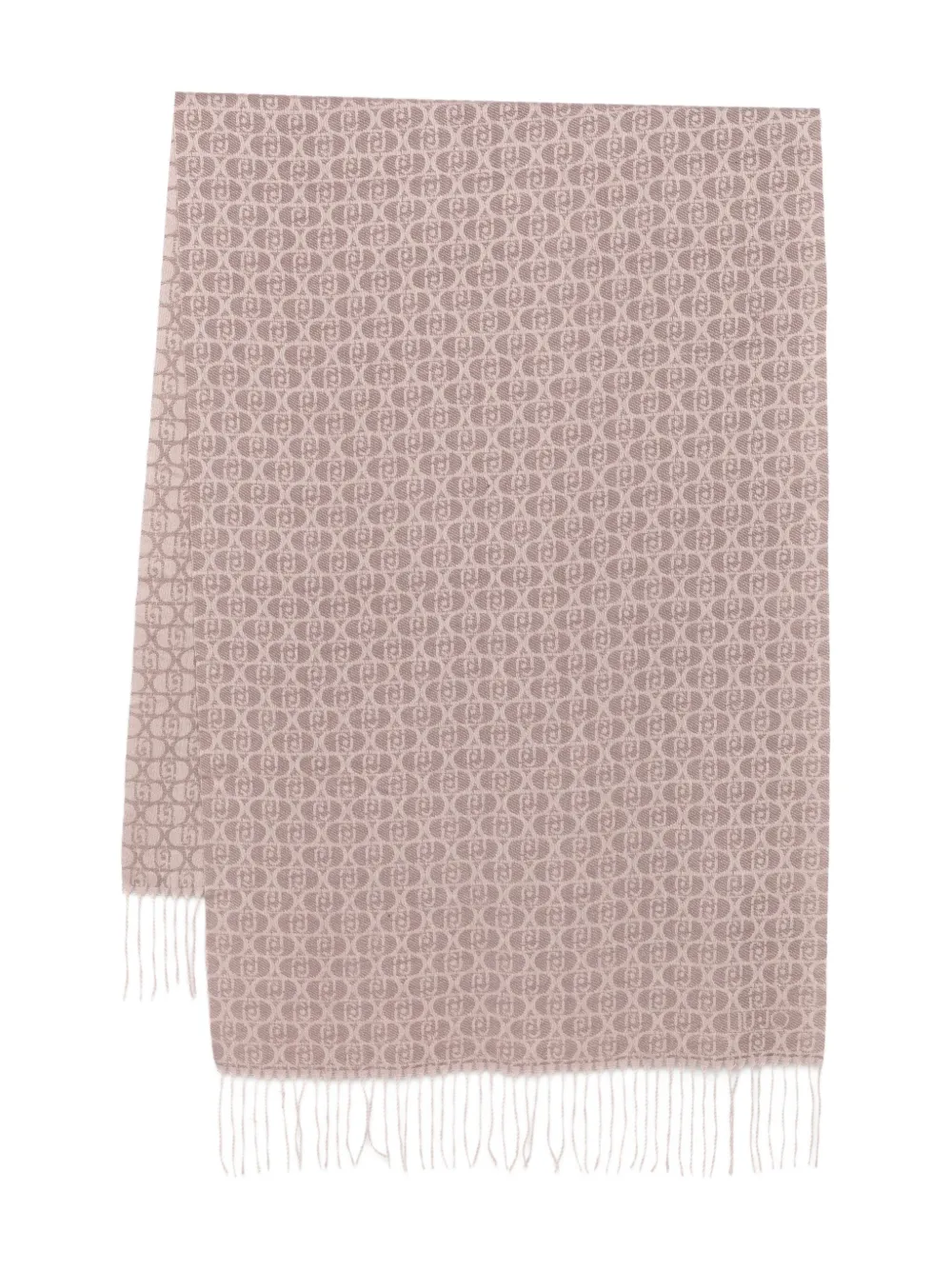 LIU JO monogram fringed scarf - ニュートラル LIU JO monogram fringed scarf - ニュートラル