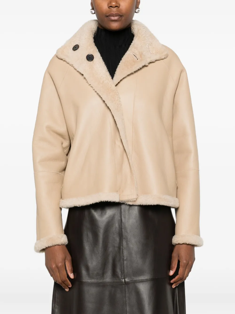 Arma High-neck Buttoned Jacket In Neutral