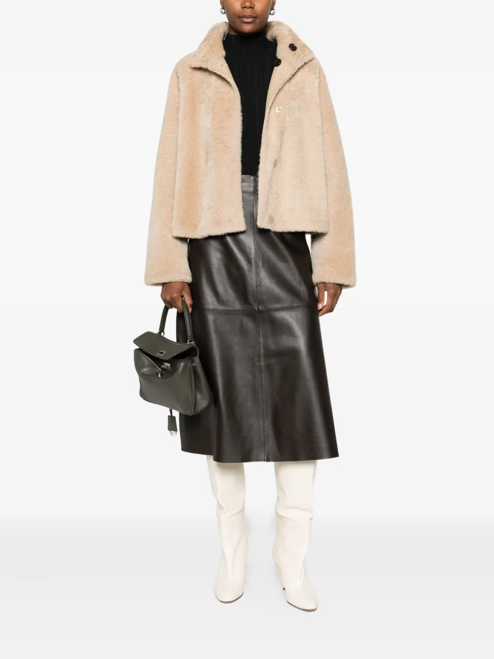 Arma High-neck Buttoned Jacket In Neutral