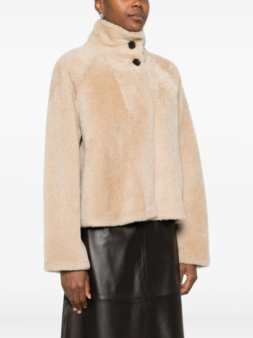 Arma High-neck Buttoned Jacket In Neutral