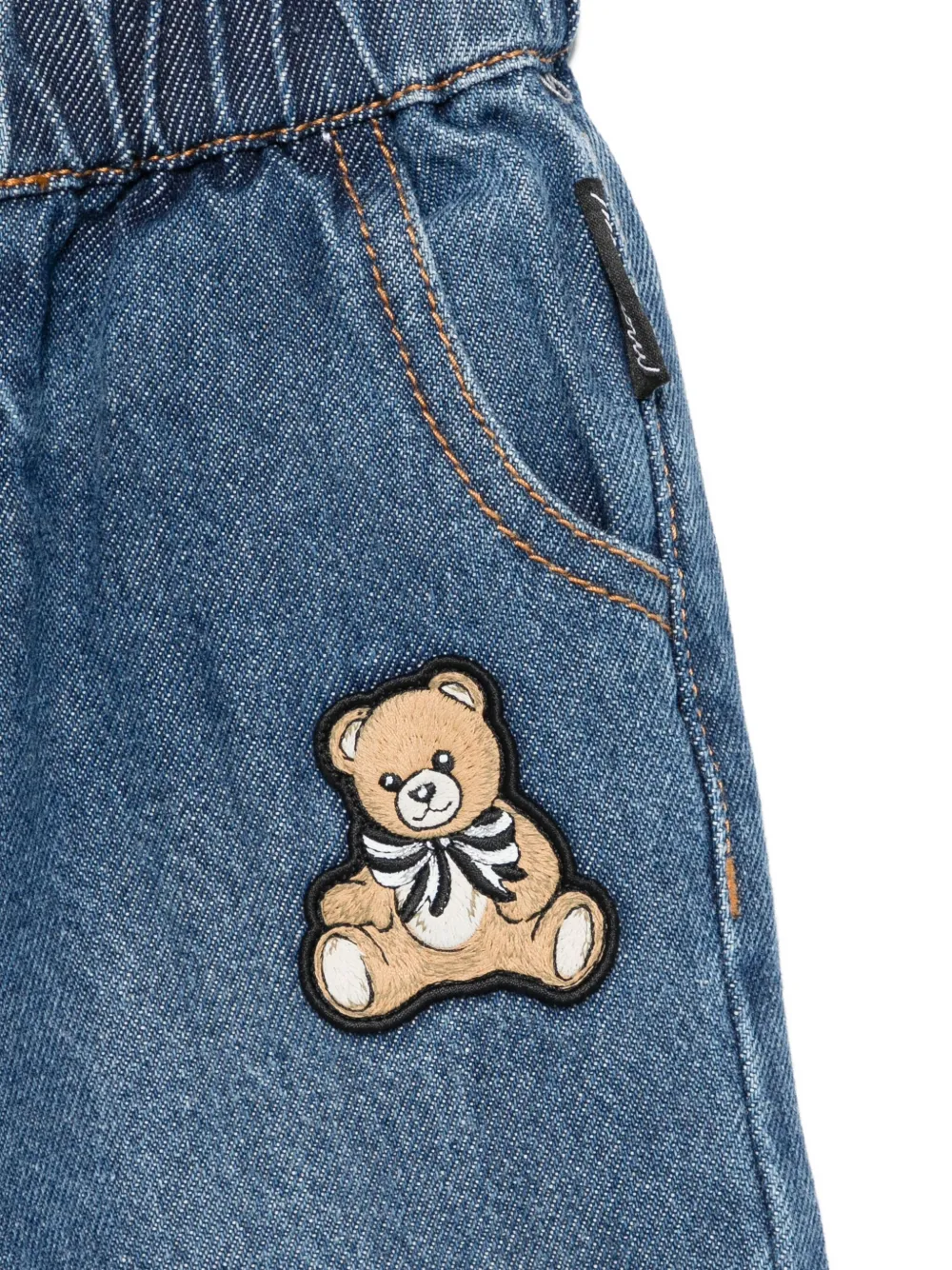Moschino Kids Spijkerbroek met teddybeerpatch Blauw