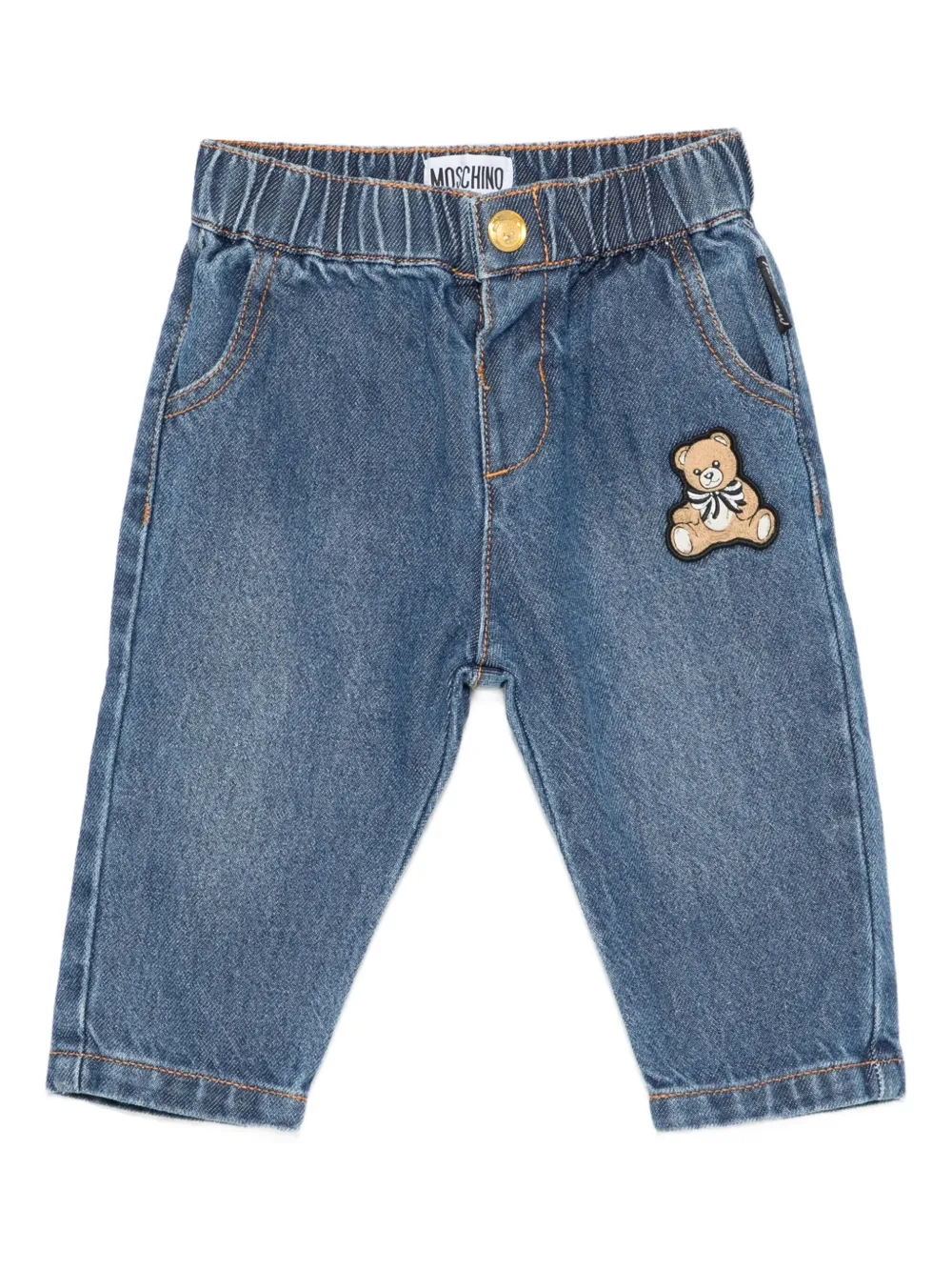 Moschino Kids teddy-patch denim trousers | Blue | Image 1