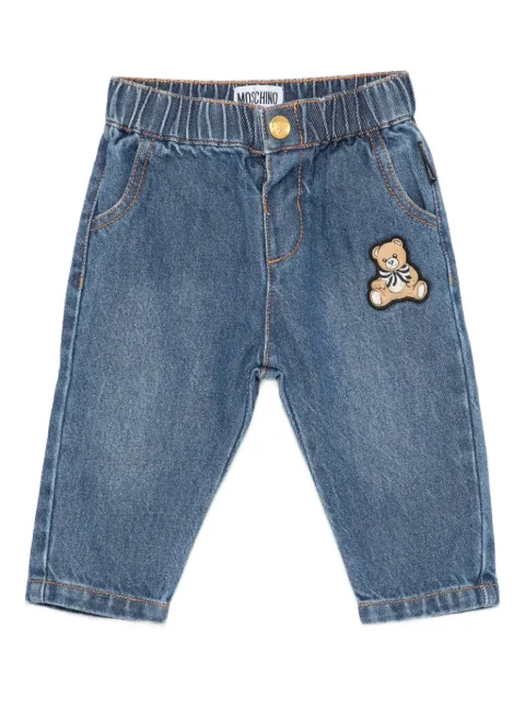 Moschino Kids teddy-patch denim trousers
