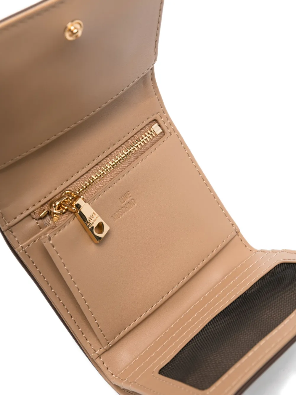 Love Moschino Quilted Logo-plaque Wallet In Brown