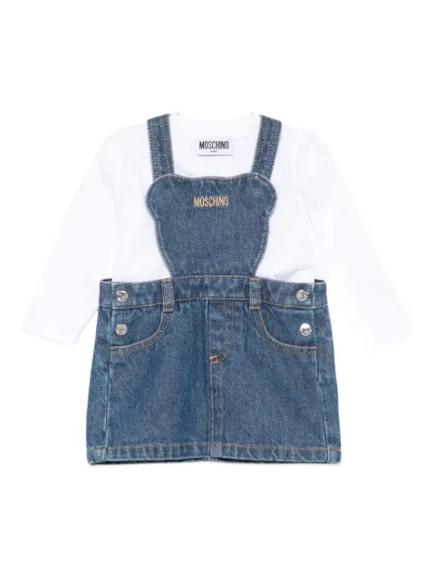 Moschino Kids logo-embroidered denim skirt set 