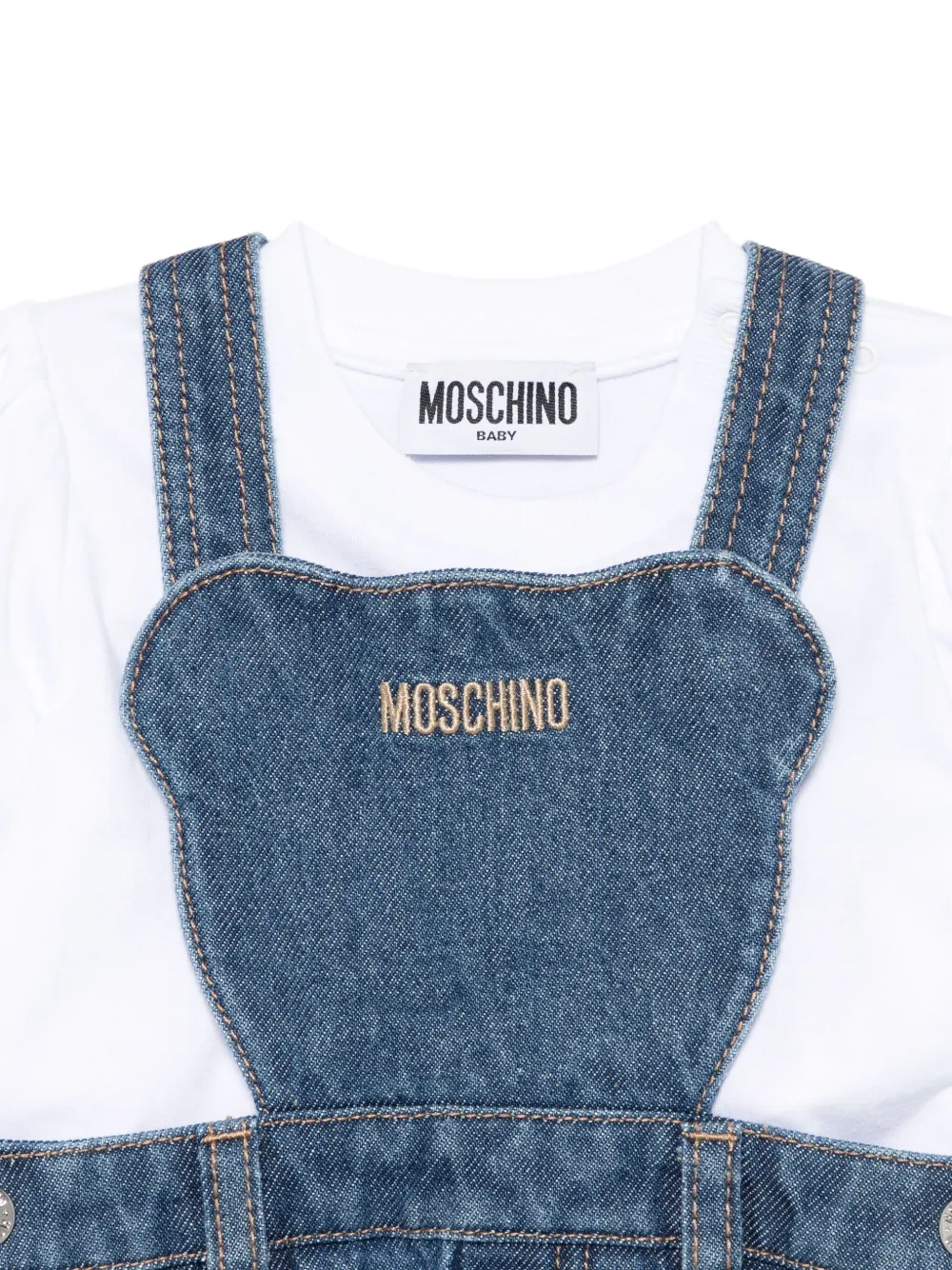 Moschino Kids Spijkerrok set met geborduurd logo Wit