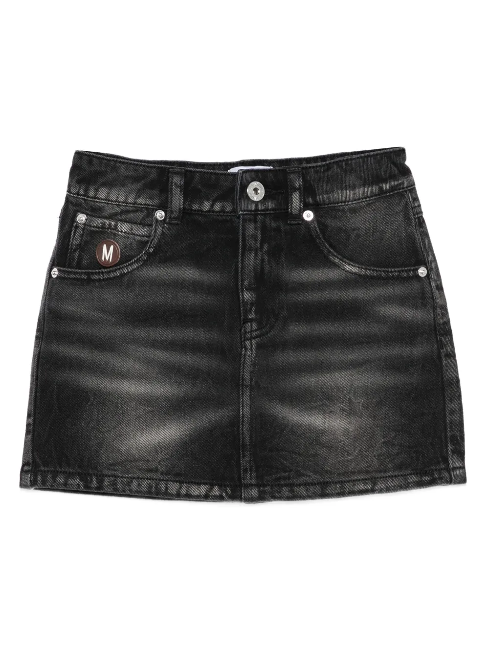 Moschino Kids logo-plaque denim mini skirt - Nero
