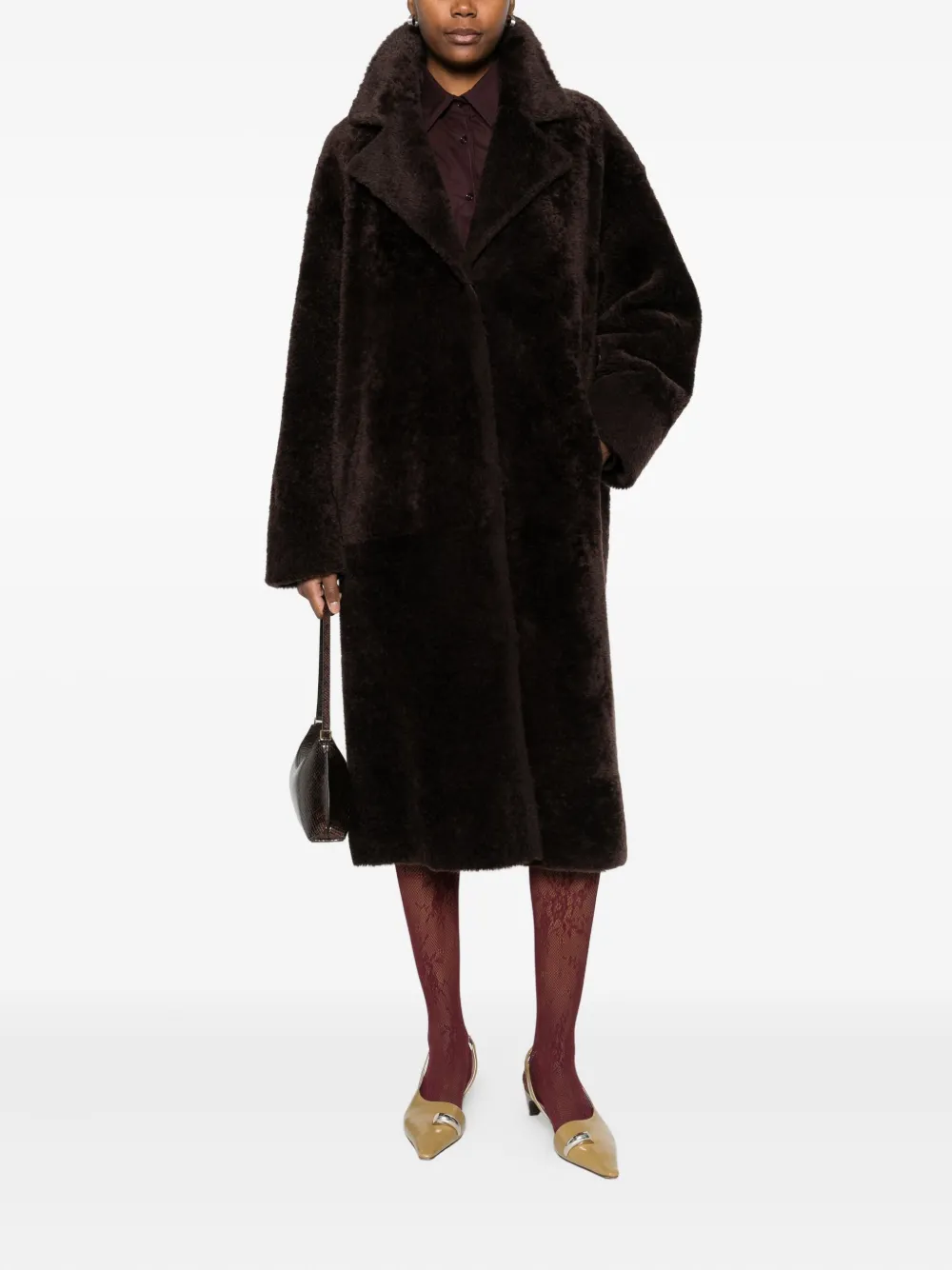 Arma Faux-shearling Coat In Black