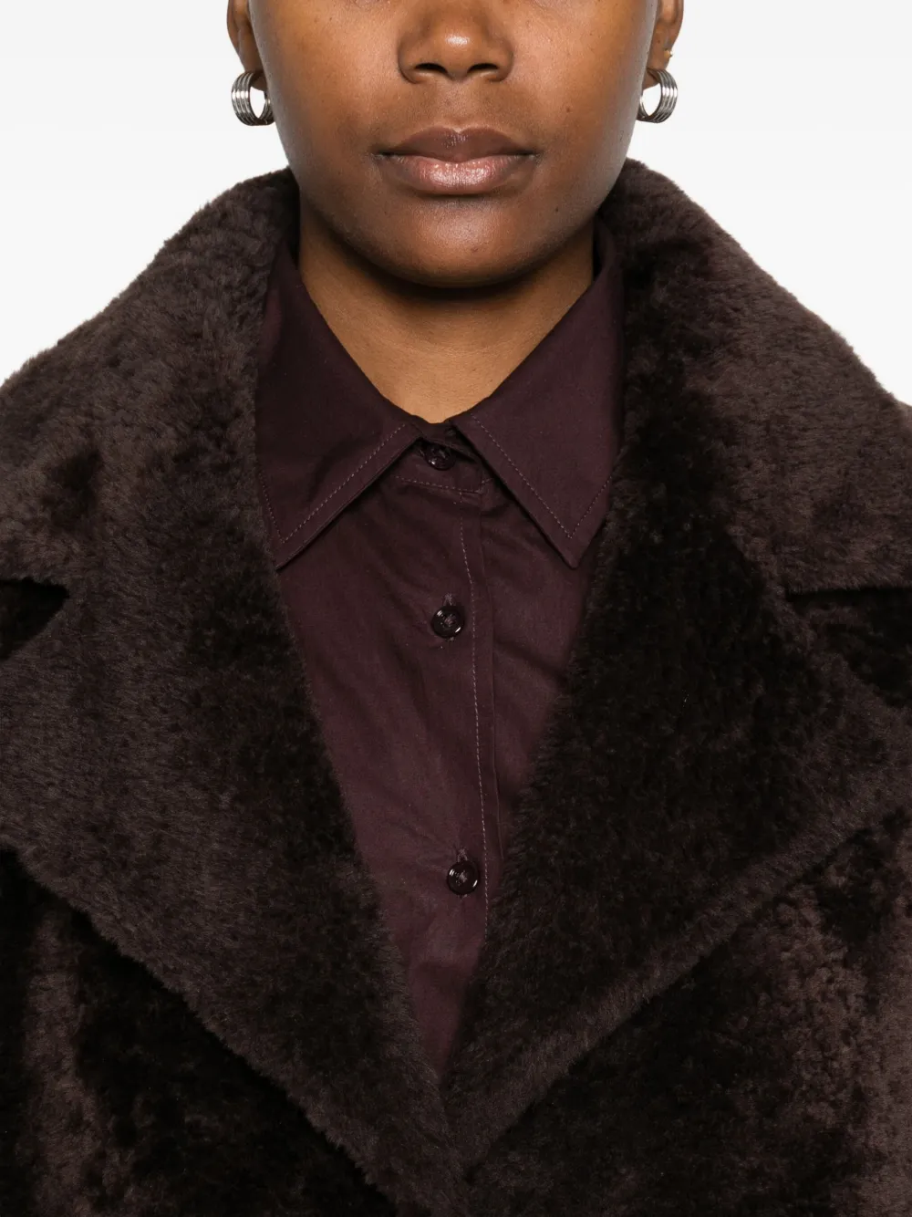 Arma Faux-shearling Coat In Black