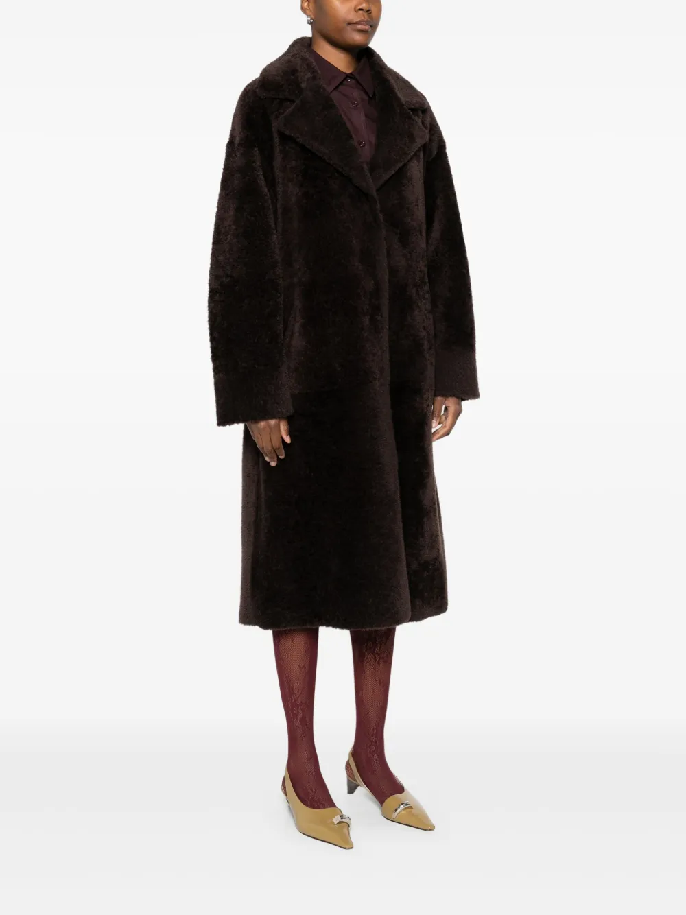 Arma Faux-shearling Coat In Black