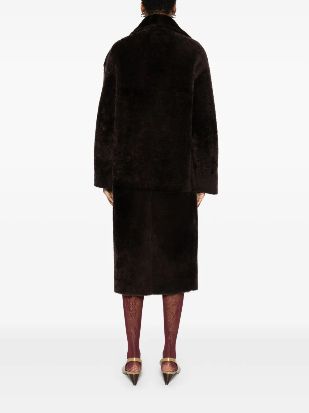 Arma Faux-shearling Coat In Black